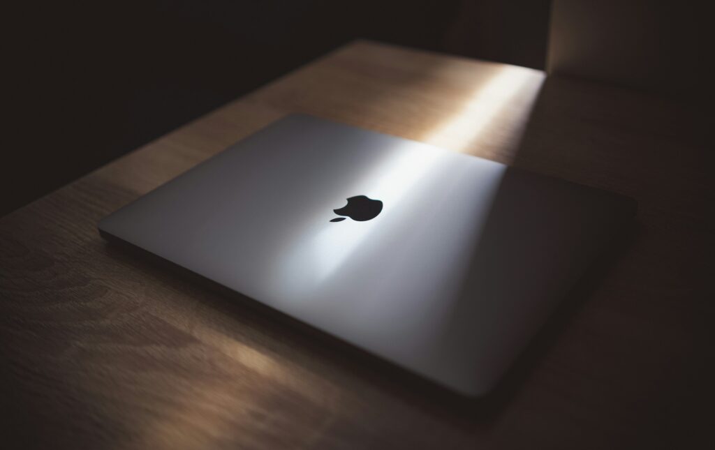 
Apple laptop on a desk