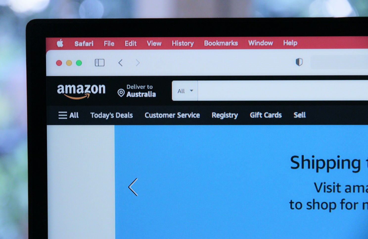 Amazon's website displayed on a laptop