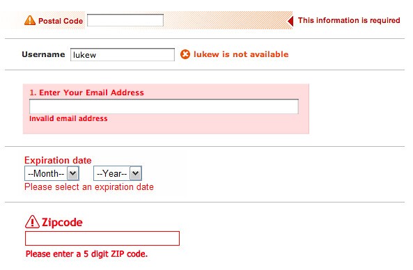 Error states on a webiste