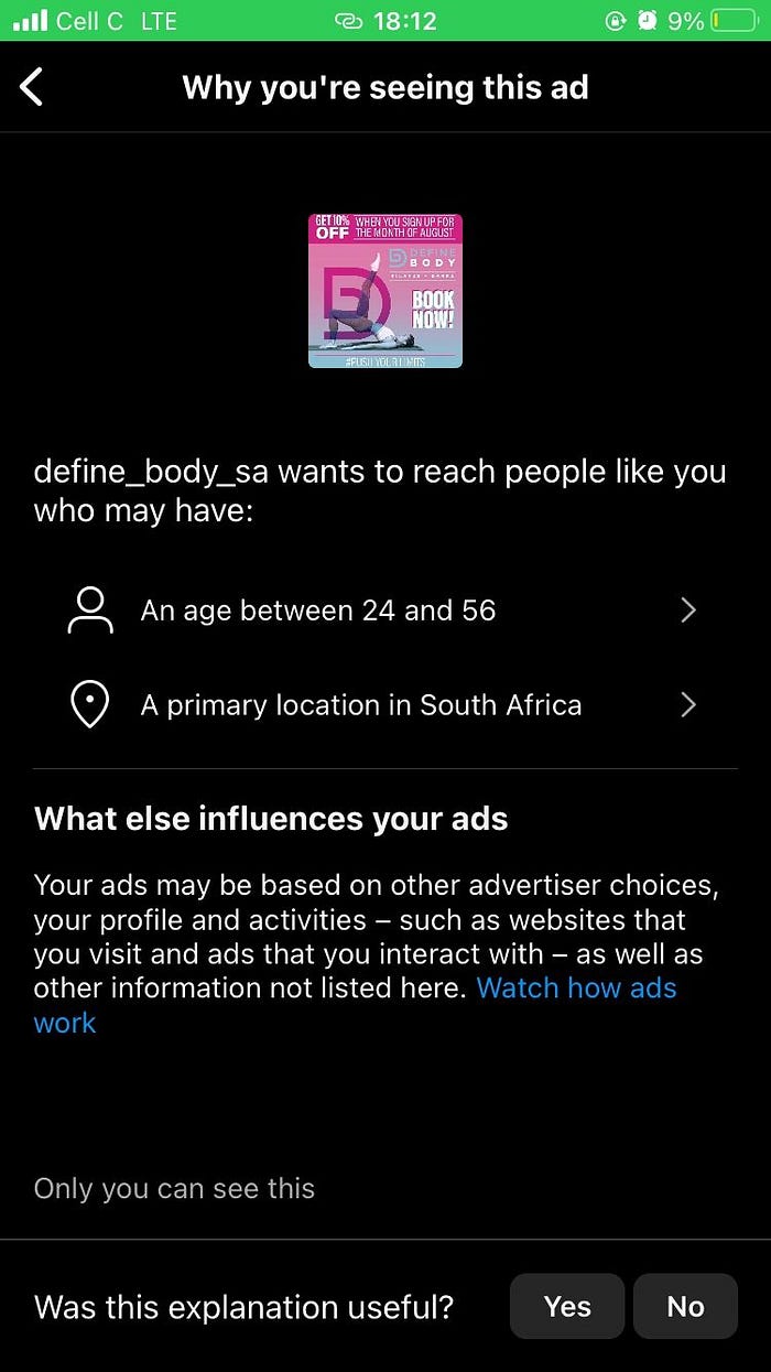 Instagram’s “Why you’re seeing this ad” notification